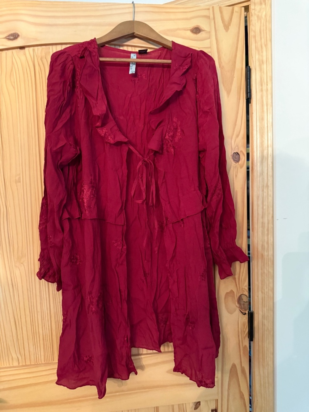 Luna Chix embroidered flower duster kimono NWT